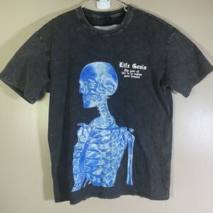 Romwe Mens T Shirt Small Skeleton Skull Grunge Skater Travel